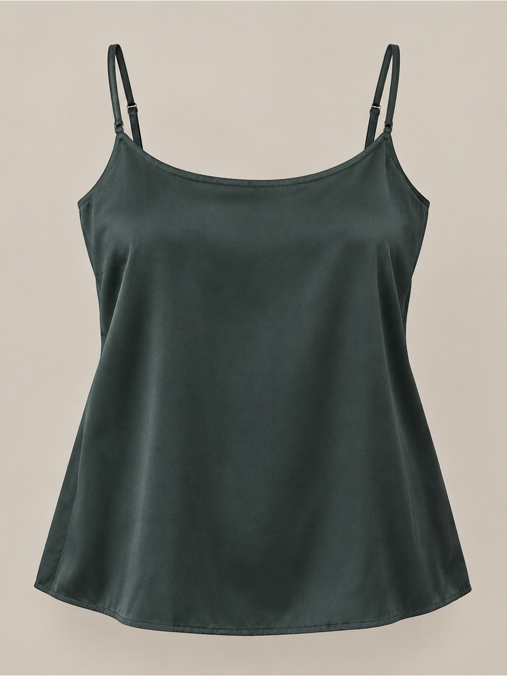 Wantschun Satin Camisole Tank Top Black Adjustable Straps L NWT